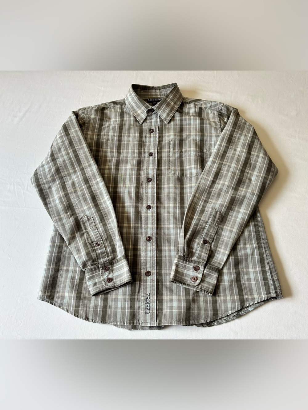 Ezekiel Men's Grey and Beige Plaid Button-Down Shirt